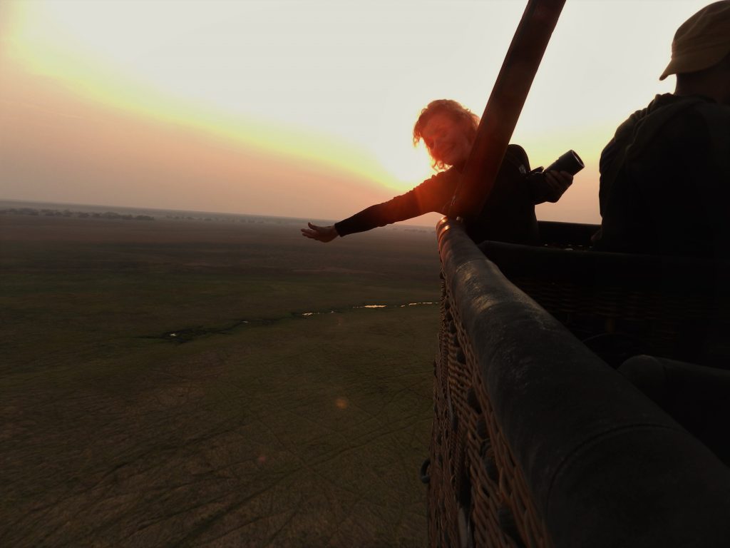 Trish ballooning over the Serengeti